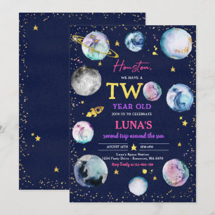 Space Birthday Party Second Trip Around The Sun Invitation