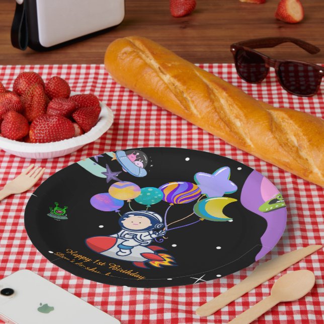 Space Birthday Party Theme | Galaxy Theme Decor Paper Plate (Picnic)