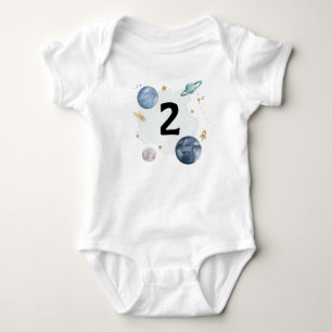 Space Birthday Planets Galaxy 2 Two Shirt Romper