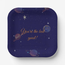 Space Birthday Square Plates | Astronaut Party Pla