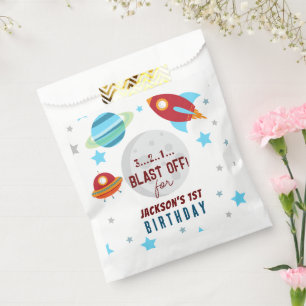 Space Blast Off 1st Birthday Favour Bags