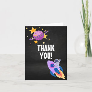 Space Blast Off Birthday Party Thank You Card
