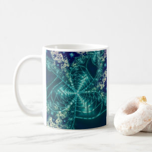 Space Blue and White Fractal Art Coffee Mug
