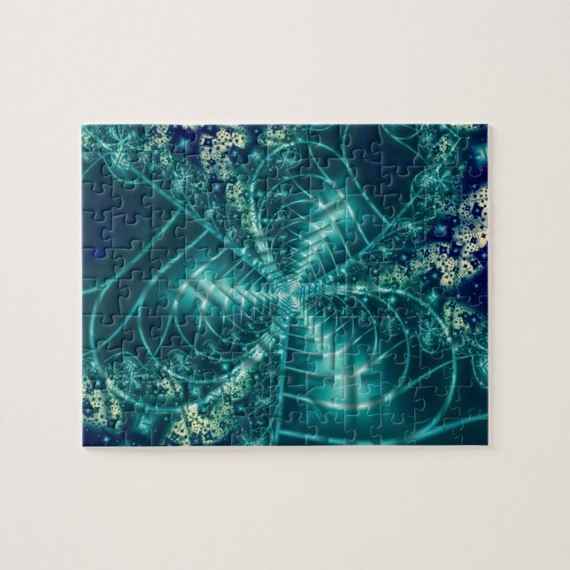 Space | Blue and White Fractal Art Jigsaw Puzzle (Horizontal)