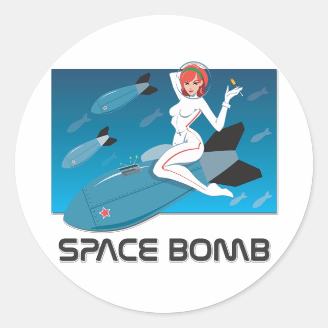 Space Bomb Classic Round Sticker (Front)