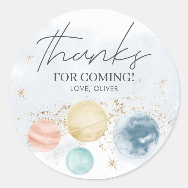 Space Boys Birthday Sticker Labels (Front)