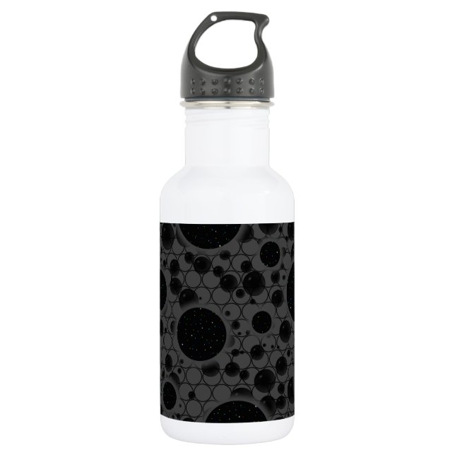 Space Bubble Spots - Black 532 Ml Water Bottle (Front)