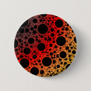 Space Bubble Spots - Black/Red/Gold 6 Cm Round Badge
