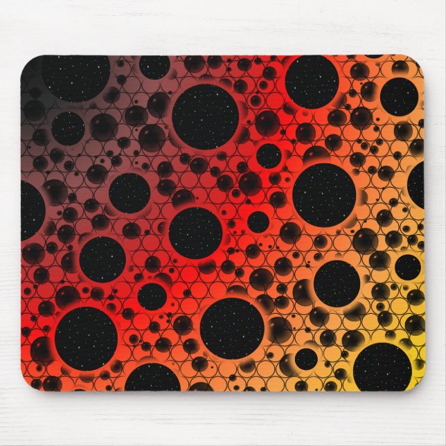 Space Bubble Spots - Black/Red/Gold Mouse Mat (Front)