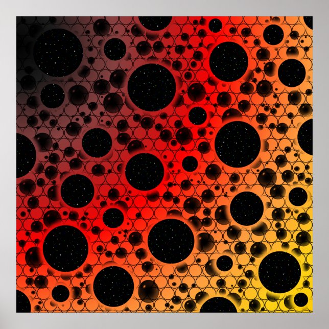 Space Bubble Spots - Black/Red/Gold Poster (Front)