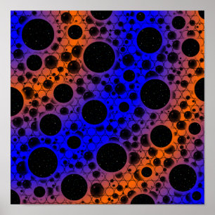 Space Bubble Spots - Blue/Orange Poster