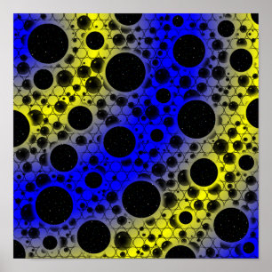 Space Bubble Spots - Blue/Yellow Poster