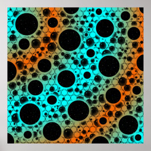 Space Bubble Spots - Cyan/Orange Poster