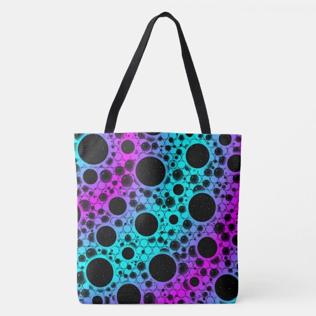Space Bubble Spots - Cyan/Pink Tote Bag (Front)