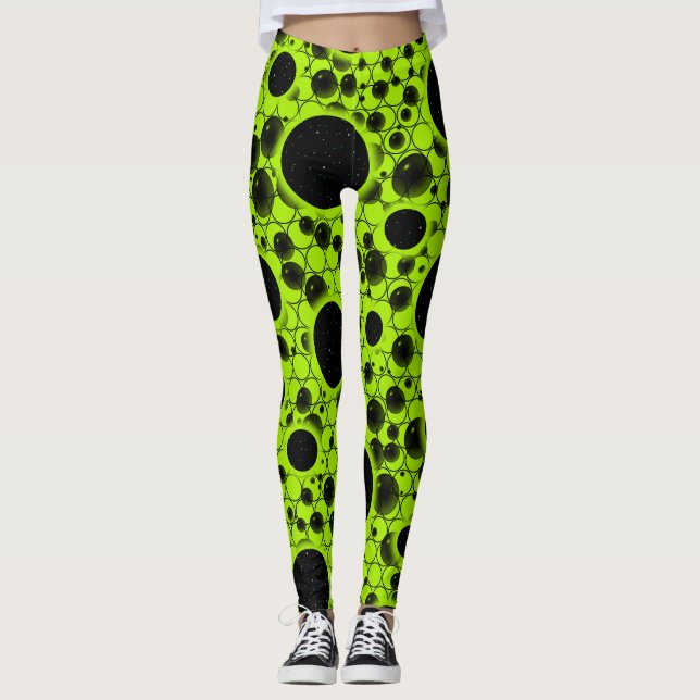 Space Bubble Spots - Lime Leggings (Front)