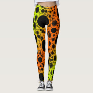 Space Bubble Spots - Orange/Lime Leggings