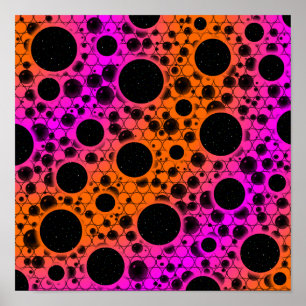 Space Bubble Spots - Orange/Pink Poster