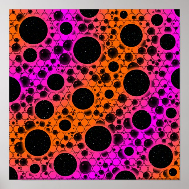 Space Bubble Spots - Orange/Pink Poster (Front)