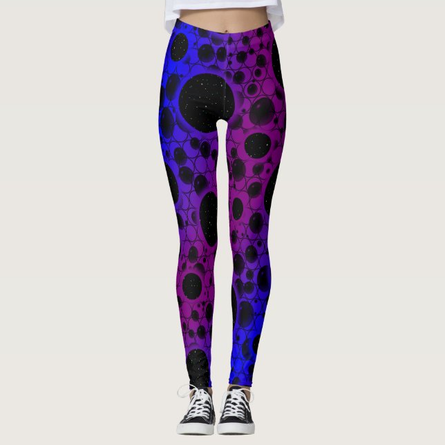 Space Bubble Spots - Purple/Blue Leggings (Front)
