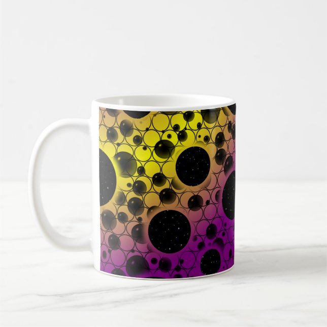 Space Bubble Spots - Purple/Yellow Coffee Mug (Left)