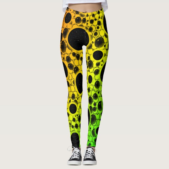 Space Bubble Spots - Rainbow ROYGB Leggings (Front)