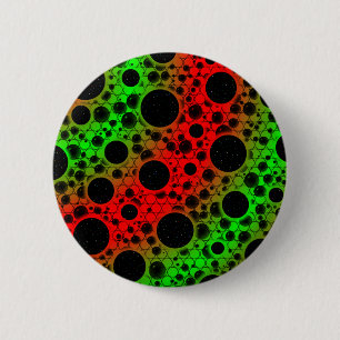 Space Bubble Spots - Red/Green 6 Cm Round Badge