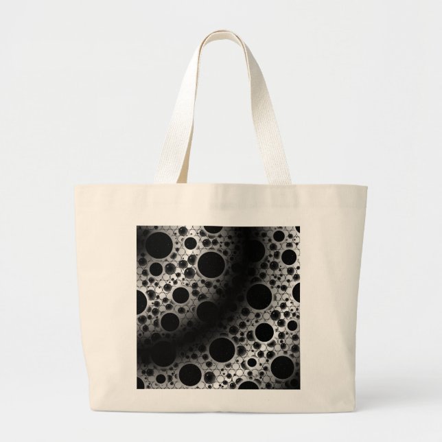 Space Bubble Spots - White/Black Large Tote Bag (Front)