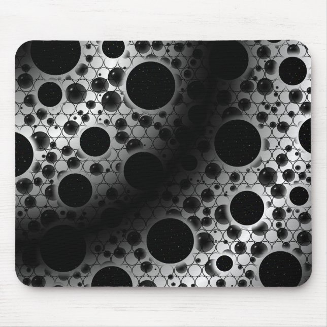 Space Bubble Spots - White/Black Mouse Mat (Front)