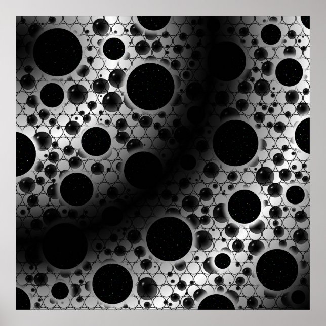 Space Bubble Spots - White/Black Poster (Front)