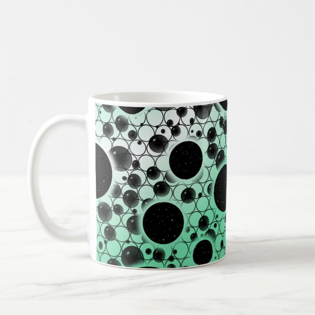 Space Bubble Spots - White/Mint Coffee Mug (Left)