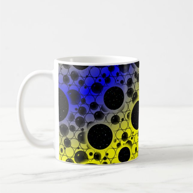 Space Bubble Spots - Yellow/Blue Coffee Mug (Left)