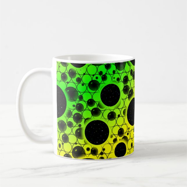 Space Bubble Spots - Yellow/Green Coffee Mug (Left)