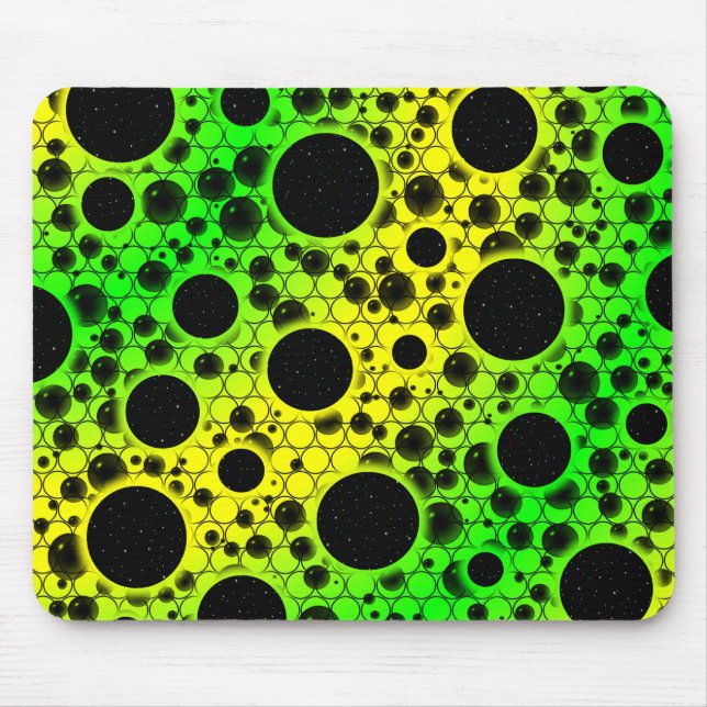 Space Bubble Spots - Yellow/Green Mouse Mat (Front)