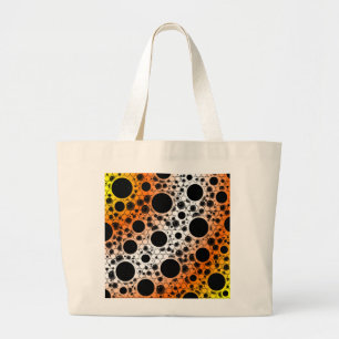 Space Bubble Spots - Yellow/Orange/White Large Tote Bag
