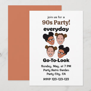 Space Buns Hairstyle Everyday Look 90s Party Invitation