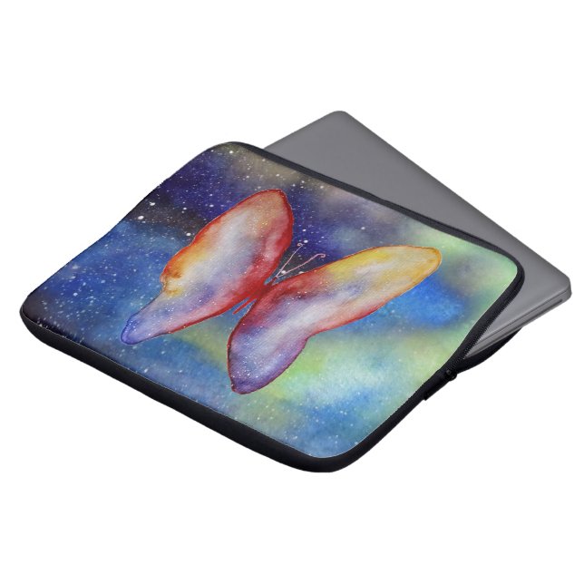 Space Butterfly Art Neoprene Laptop Sleeve 13" (Front Top)