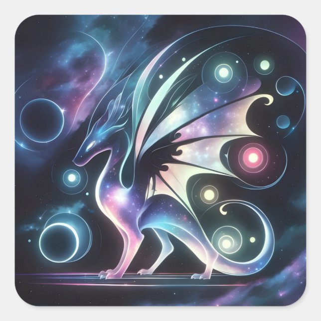 Space Butterfly Dragon  Square Sticker (Front)