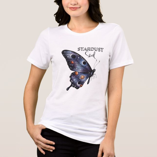  space butterfly motivational Tri-Blend shirt (Front)