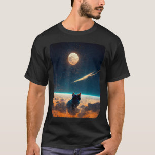 Space Ca Cosmic Cute Cat in Space Aesthetic Cat T-Shirt