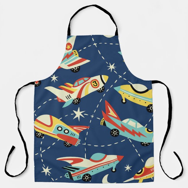 Space Cars: Vintage Dark Blue. Apron (Front)
