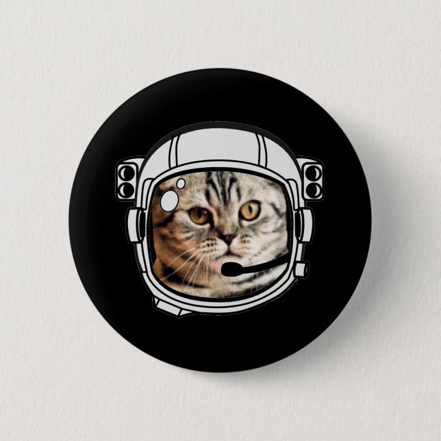 Space Cat 6 Cm Round Badge (Front)