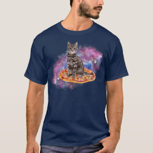 Space Cat and Pizza Galay Cat with Pizza in Space T-Shirt