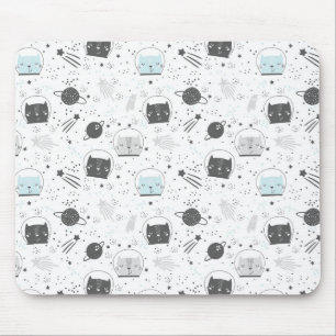 Space Cat Aqua Mouse Pad