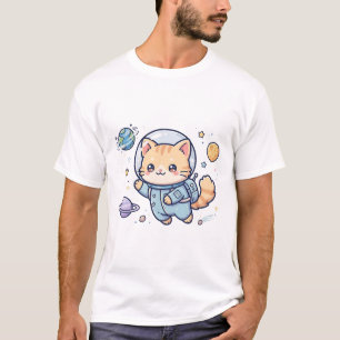Space Cat Astronaut Cute Kawaii Galaxy Art T-Shirt