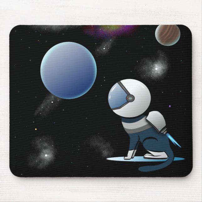 Space Cat Astronaut Flying    Mouse Mat (Front)