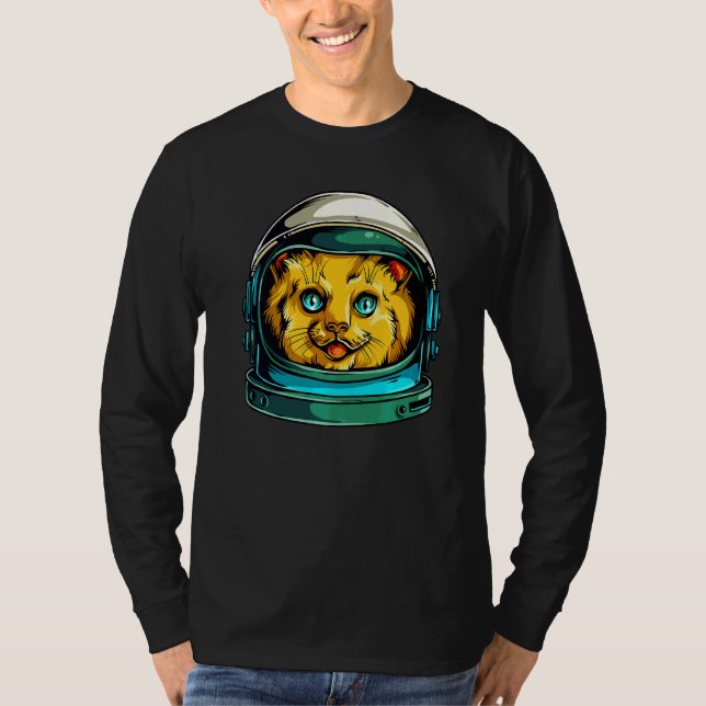 Space Cat Astronaut Funny T-Shirt (Front)