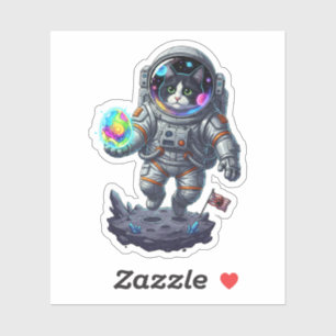 Space Cat Astronaut Moon Easter Egg Hunter Sticker