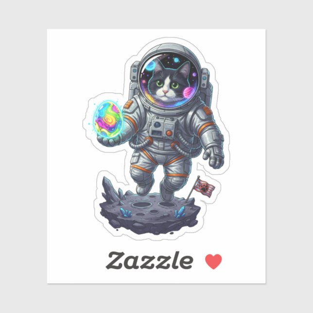 Space Cat Astronaut Moon Easter Egg Hunter Sticker (Sheet)