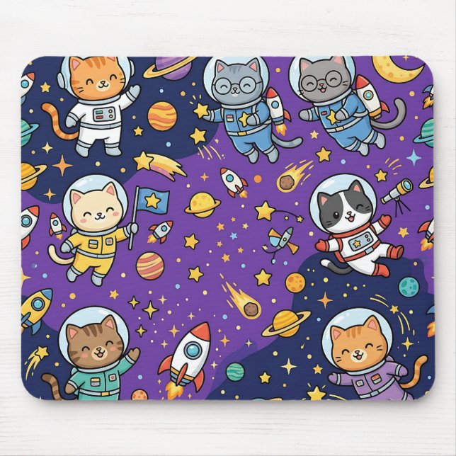 Space Cat Astronaut Mousepad (Front)