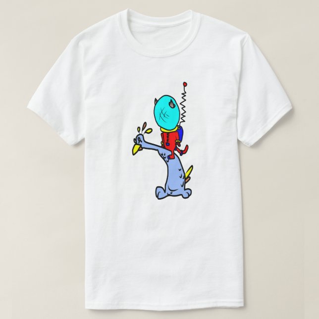 Space Cat & Birds T-Shirt (Design Front)